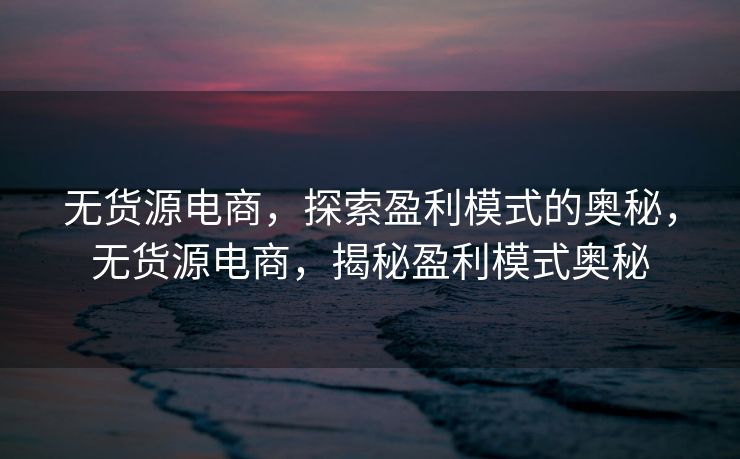 无货源电商，探索盈利模式的奥秘，无货源电商，揭秘盈利模式奥秘