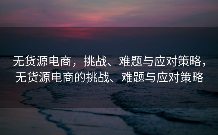 无货源电商，挑战、难题与应对策略，无货源电商的挑战、难题与应对策略