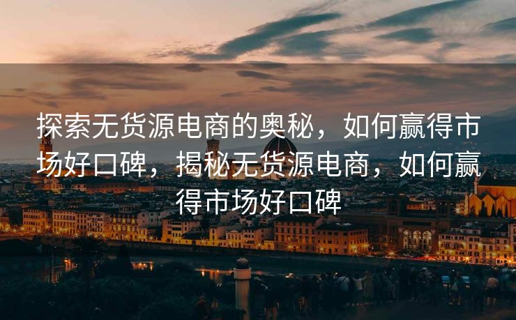 探索无货源电商的奥秘，如何赢得市场好口碑，揭秘无货源电商，如何赢得市场好口碑