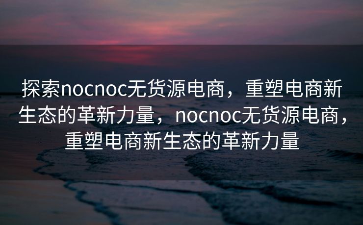 探索nocnoc无货源电商，重塑电商新生态的革新力量，nocnoc无货源电商，重塑电商新生态的革新力量