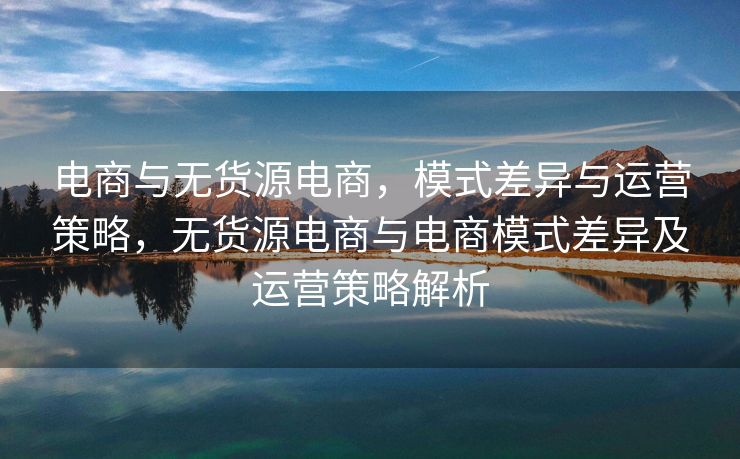 电商与无货源电商，模式差异与运营策略，无货源电商与电商模式差异及运营策略解析