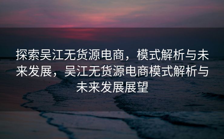 探索吴江无货源电商，模式解析与未来发展，吴江无货源电商模式解析与未来发展展望