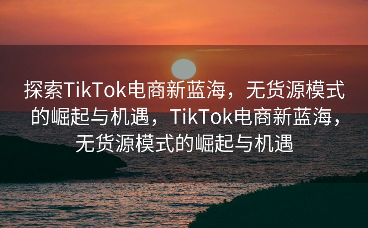 探索TikTok电商新蓝海，无货源模式的崛起与机遇，TikTok电商新蓝海，无货源模式的崛起与机遇