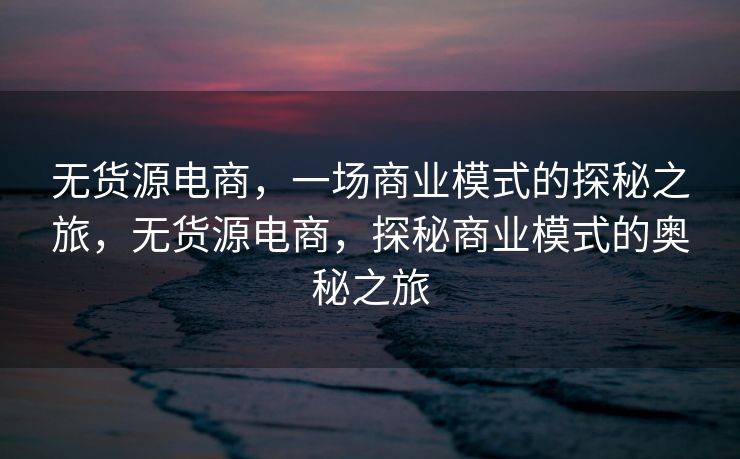 无货源电商，一场商业模式的探秘之旅，无货源电商，探秘商业模式的奥秘之旅