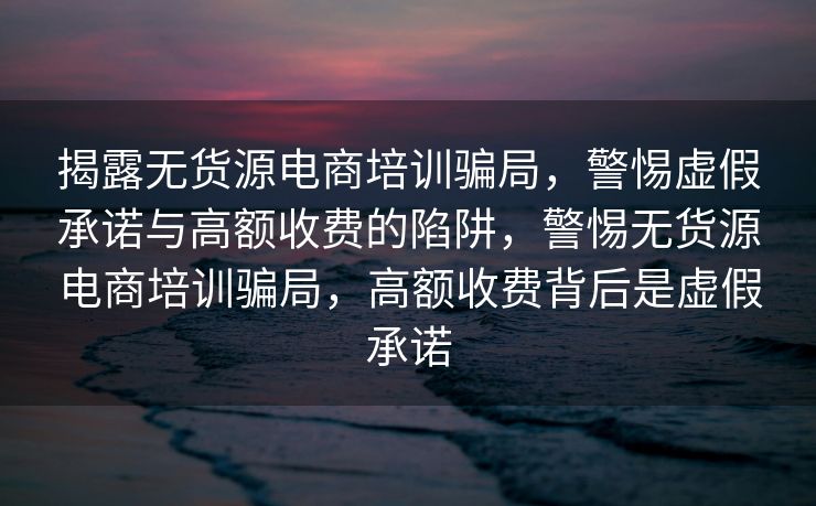 揭露无货源电商培训骗局，警惕虚假承诺与高额收费的陷阱，警惕无货源电商培训骗局，高额收费背后是虚假承诺