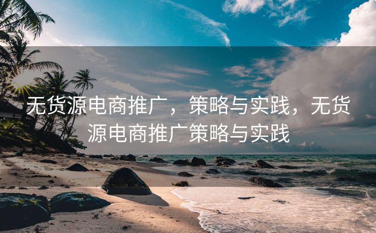 无货源电商推广，策略与实践，无货源电商推广策略与实践