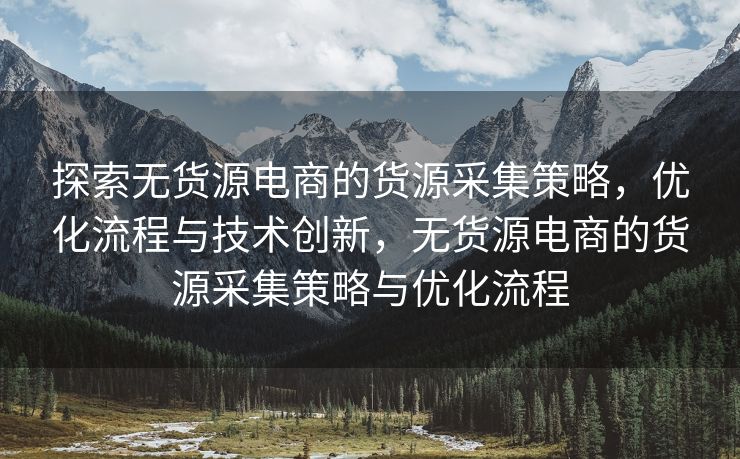 探索无货源电商的货源采集策略，优化流程与技术创新，无货源电商的货源采集策略与优化流程