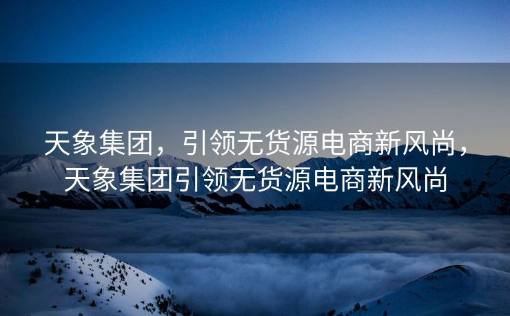 天象集团，引领无货源电商新风尚，天象集团引领无货源电商新风尚