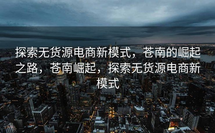 探索无货源电商新模式，苍南的崛起之路，苍南崛起，探索无货源电商新模式