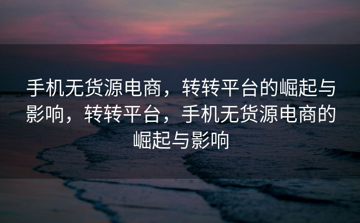 手机无货源电商，转转平台的崛起与影响，转转平台，手机无货源电商的崛起与影响