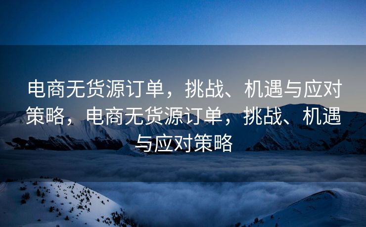 电商无货源订单，挑战、机遇与应对策略，电商无货源订单，挑战、机遇与应对策略