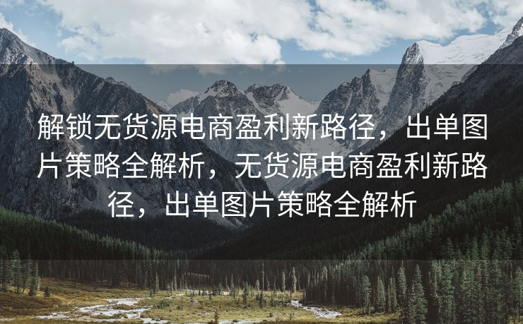 解锁无货源电商盈利新路径，出单图片策略全解析，无货源电商盈利新路径，出单图片策略全解析