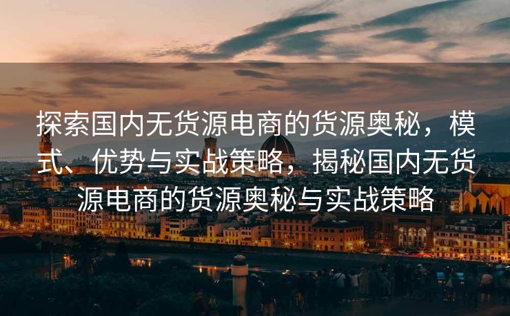 探索国内无货源电商的货源奥秘，模式、优势与实战策略，揭秘国内无货源电商的货源奥秘与实战策略