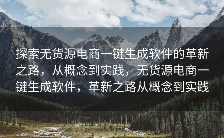 探索无货源电商一键生成软件的革新之路，从概念到实践，无货源电商一键生成软件，革新之路从概念到实践
