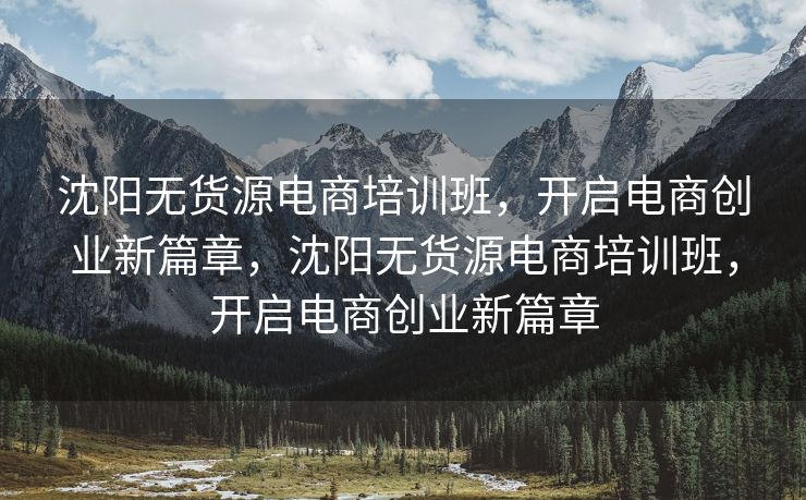 沈阳无货源电商培训班，开启电商创业新篇章，沈阳无货源电商培训班，开启电商创业新篇章