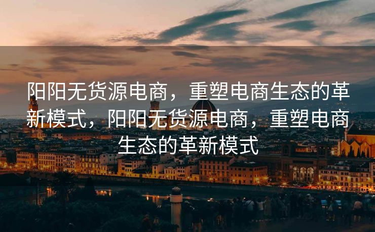 阳阳无货源电商，重塑电商生态的革新模式，阳阳无货源电商，重塑电商生态的革新模式