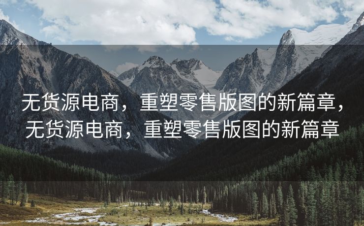 无货源电商，重塑零售版图的新篇章，无货源电商，重塑零售版图的新篇章