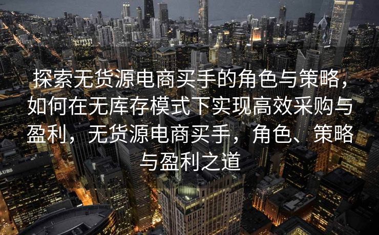探索无货源电商买手的角色与策略，如何在无库存模式下实现高效采购与盈利，无货源电商买手，角色、策略与盈利之道