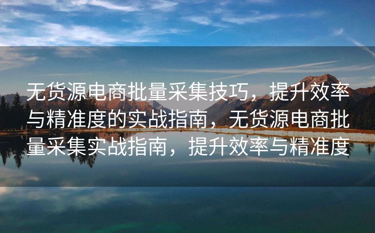 无货源电商批量采集技巧，提升效率与精准度的实战指南，无货源电商批量采集实战指南，提升效率与精准度