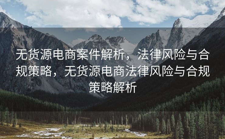 无货源电商案件解析，法律风险与合规策略，无货源电商法律风险与合规策略解析
