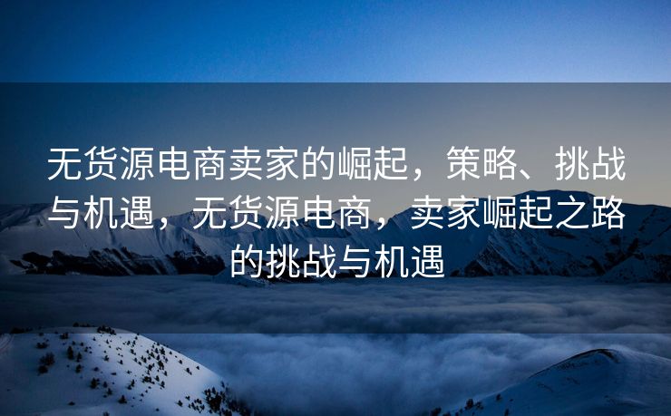 无货源电商卖家的崛起，策略、挑战与机遇，无货源电商，卖家崛起之路的挑战与机遇