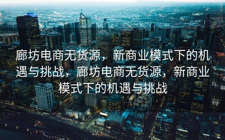 廊坊电商无货源，新商业模式下的机遇与挑战，廊坊电商无货源，新商业模式下的机遇与挑战