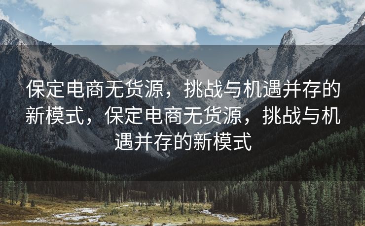 保定电商无货源，挑战与机遇并存的新模式，保定电商无货源，挑战与机遇并存的新模式