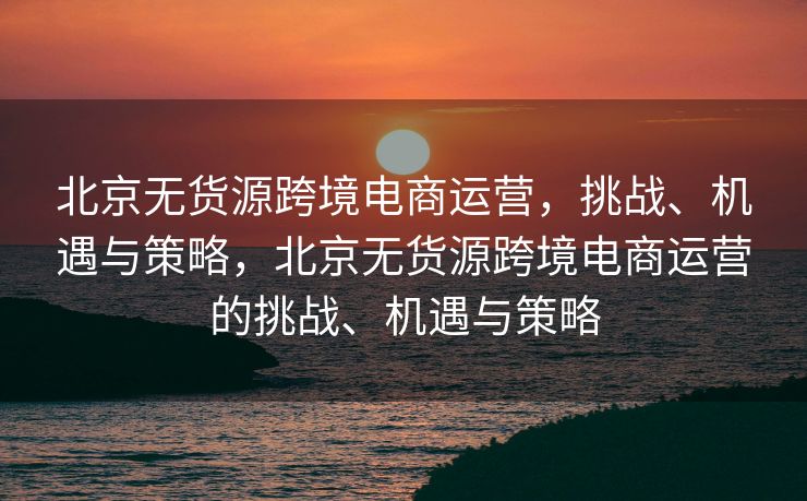 北京无货源跨境电商运营，挑战、机遇与策略，北京无货源跨境电商运营的挑战、机遇与策略