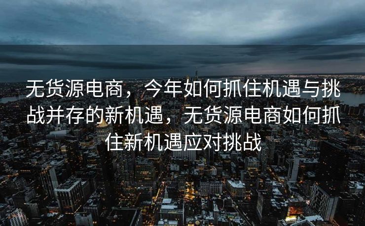 无货源电商，今年如何抓住机遇与挑战并存的新机遇，无货源电商如何抓住新机遇应对挑战