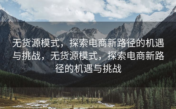 无货源模式，探索电商新路径的机遇与挑战，无货源模式，探索电商新路径的机遇与挑战