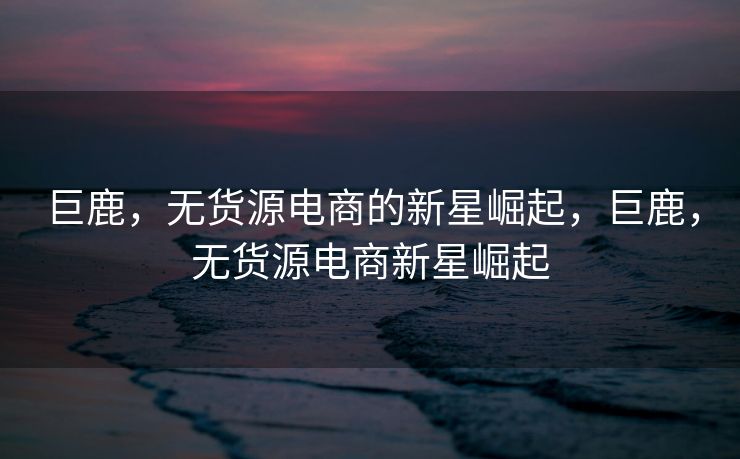 巨鹿，无货源电商的新星崛起，巨鹿，无货源电商新星崛起