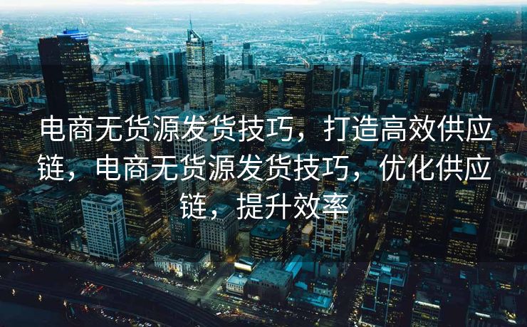 电商无货源发货技巧，打造高效供应链，电商无货源发货技巧，优化供应链，提升效率