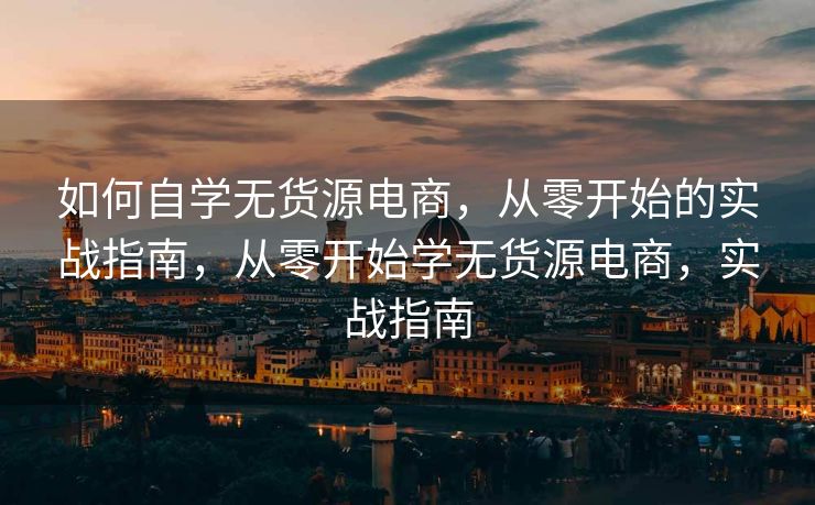 如何自学无货源电商，从零开始的实战指南，从零开始学无货源电商，实战指南