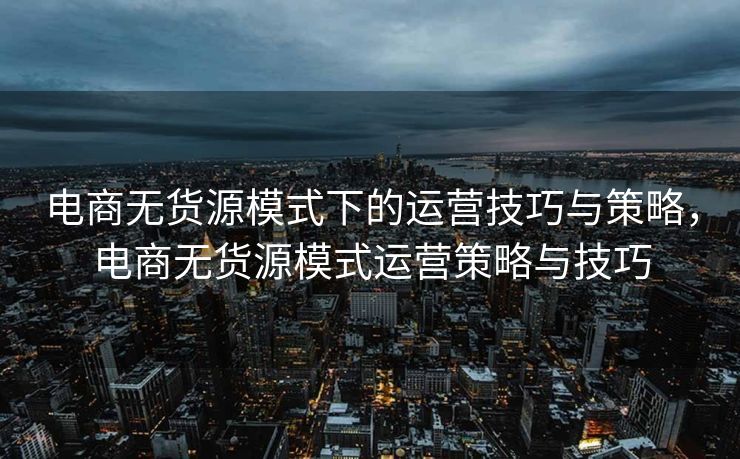 电商无货源模式下的运营技巧与策略，电商无货源模式运营策略与技巧