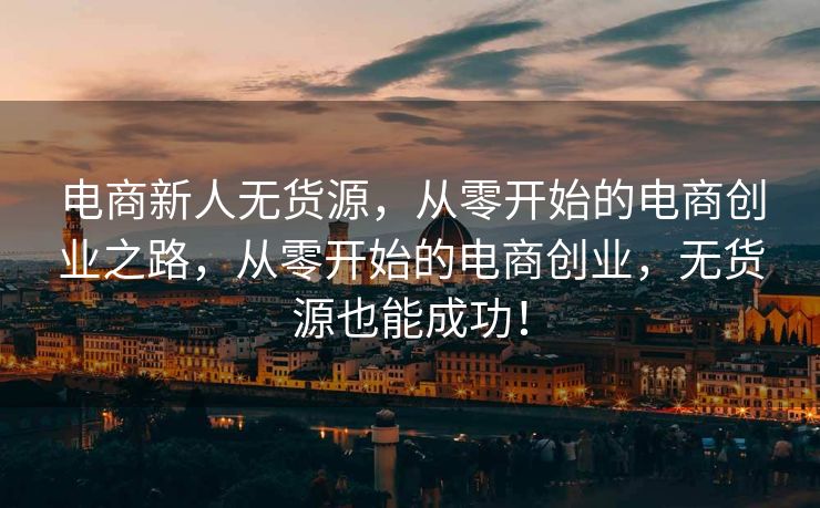 电商新人无货源，从零开始的电商创业之路，从零开始的电商创业，无货源也能成功！