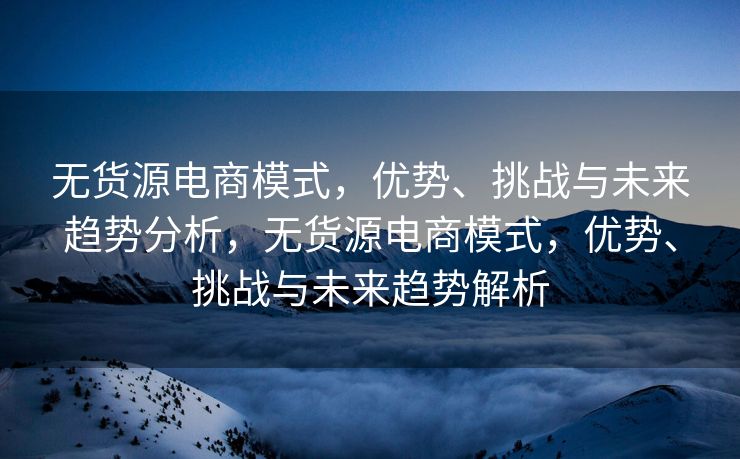 无货源电商模式，优势、挑战与未来趋势分析，无货源电商模式，优势、挑战与未来趋势解析