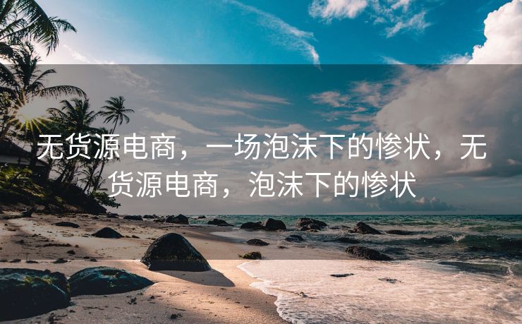 无货源电商，一场泡沫下的惨状，无货源电商，泡沫下的惨状