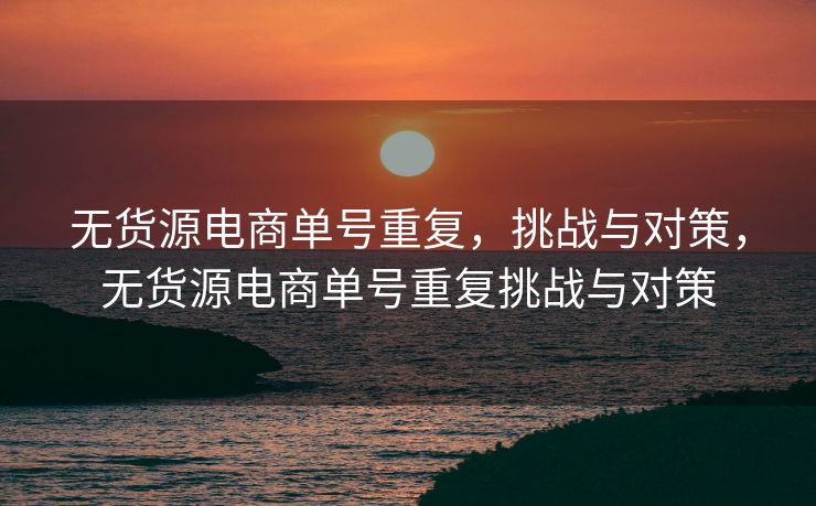无货源电商单号重复，挑战与对策，无货源电商单号重复挑战与对策