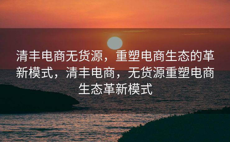 清丰电商无货源，重塑电商生态的革新模式，清丰电商，无货源重塑电商生态革新模式